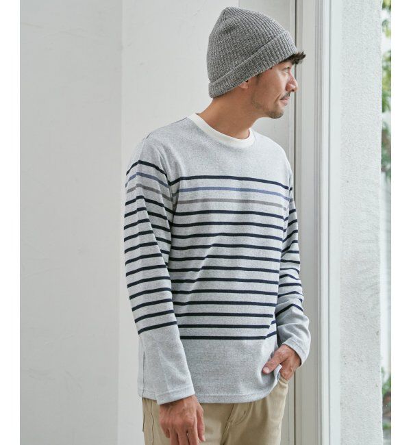 ikka「ジャカード3カラーボーダーロンT」|Tシャツ・カットソー|