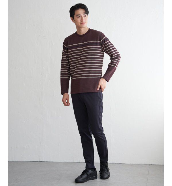 ikka「ジャカード3カラーボーダーロンT」|Tシャツ・カットソー|