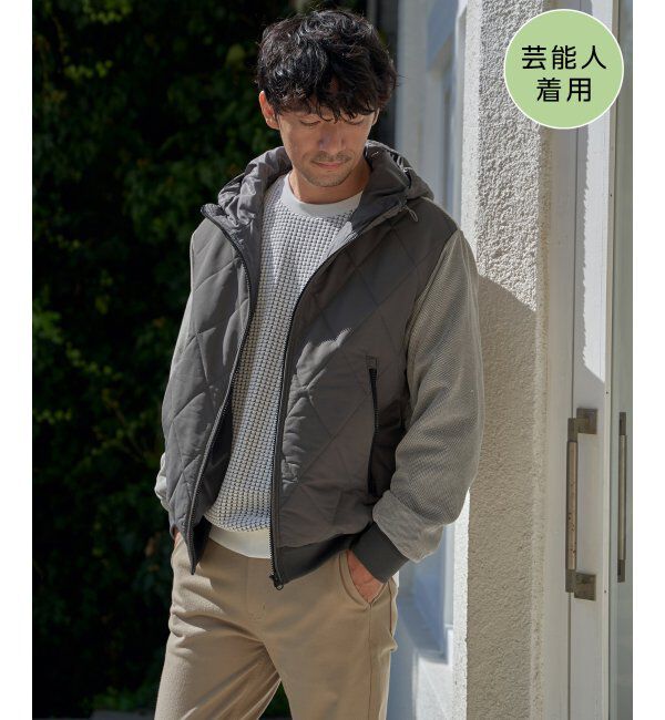 ikka「【親子コーデ】sorona(R)ブロックスコンビパーカー」|ブルゾン・スタジャン|グレー