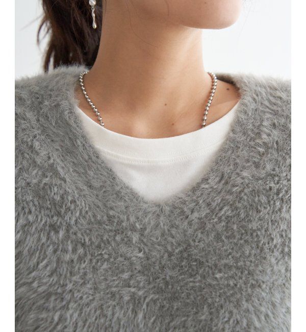 ikka「フェザーＶネックベスト」|ニット・セーター|