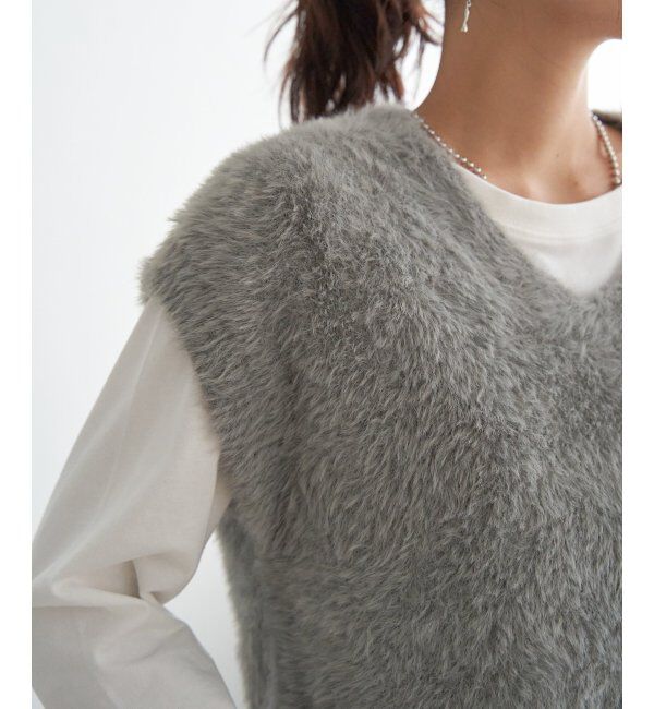 ikka「フェザーＶネックベスト」|ニット・セーター|