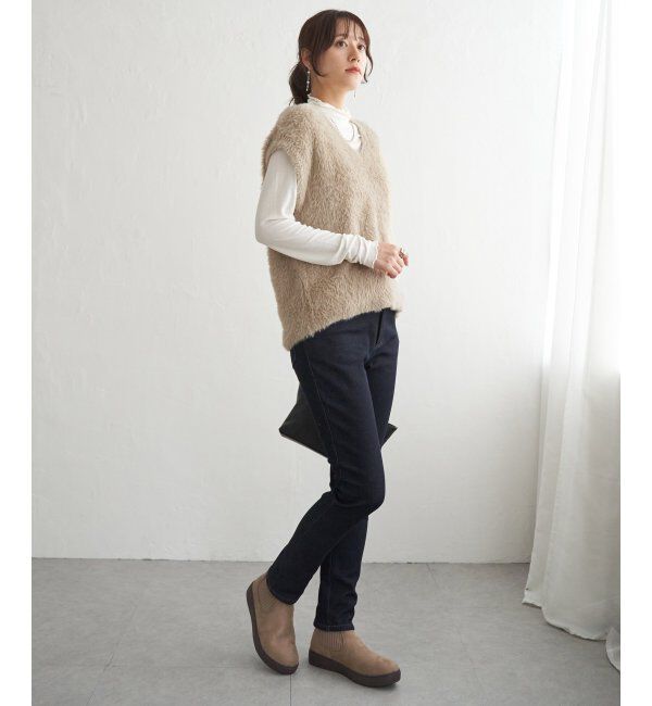 ikka「フェザーＶネックベスト」|ニット・セーター|