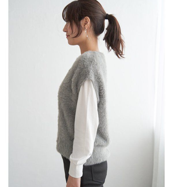 ikka「フェザーＶネックベスト」|ニット・セーター|