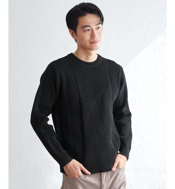 ikka「GOKUラクニットアランケーブル」|プルオーバー|