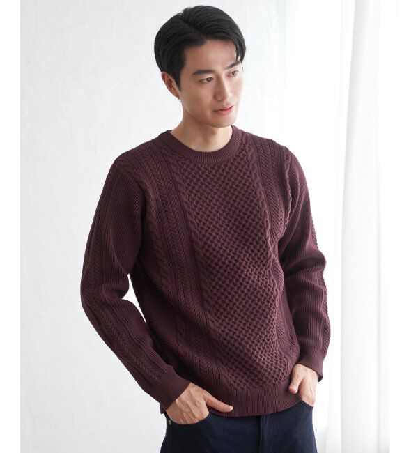 ikka「GOKUラクニットアランケーブル」|プルオーバー|