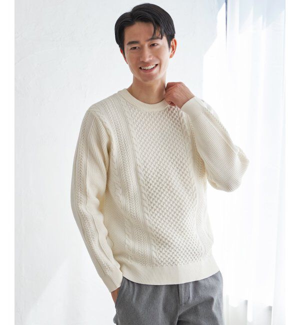 ikka「GOKUラクニットアランケーブル」|プルオーバー|