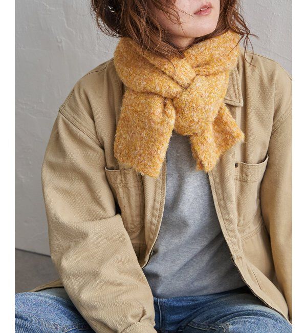 Lbc with Life「ウール混MIXツイードマフラー」|マフラー|イエロー