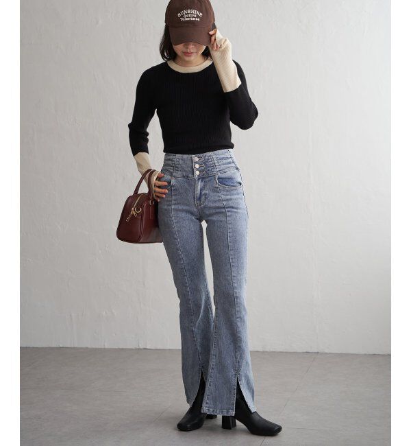 VENCE share style「クールクール12Gリブ配色プルオーバー」|タンクトップ|