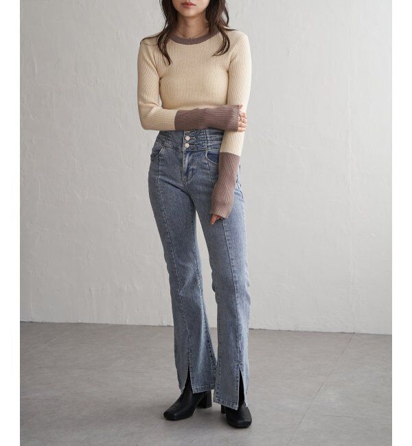 VENCE share style「クールクール12Gリブ配色プルオーバー」|タンクトップ|