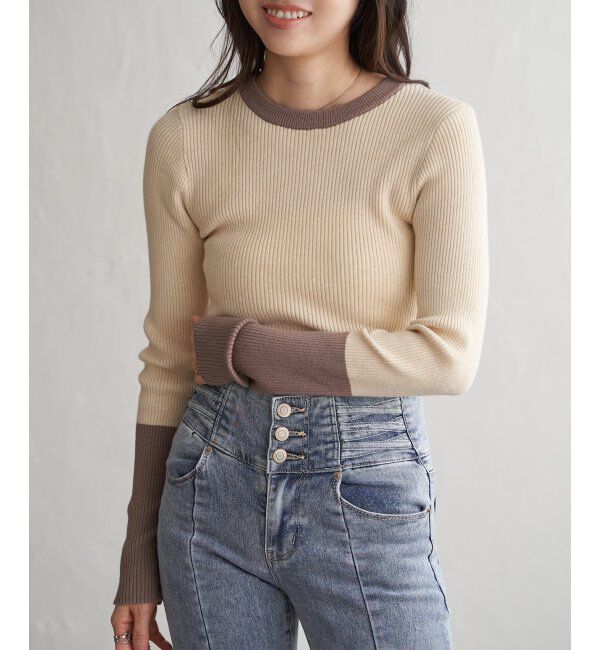 VENCE share style「クールクール12Gリブ配色プルオーバー」|タンクトップ|