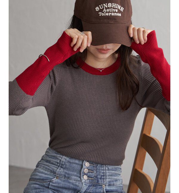 VENCE share style「クールクール12Gリブ配色プルオーバー」|タンクトップ|