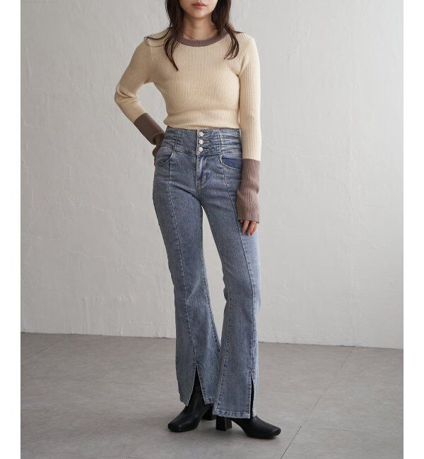 VENCE share style「クールクール12Gリブ配色プルオーバー」|タンクトップ|