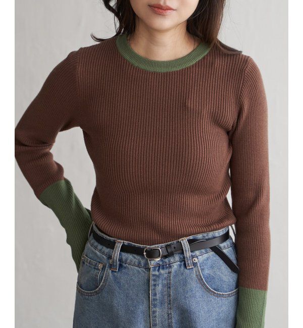 VENCE share style「クールクール12Gリブ配色プルオーバー」|タンクトップ|