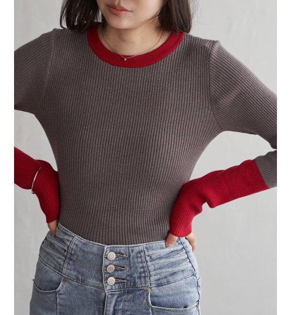 VENCE share style「クールクール12Gリブ配色プルオーバー」|タンクトップ|