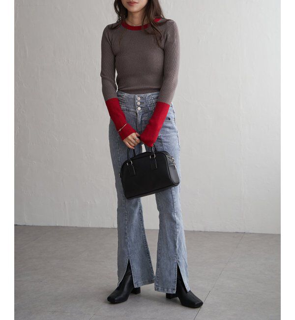 VENCE share style「クールクール12Gリブ配色プルオーバー」|タンクトップ|