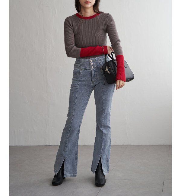 VENCE share style「クールクール12Gリブ配色プルオーバー」|タンクトップ|