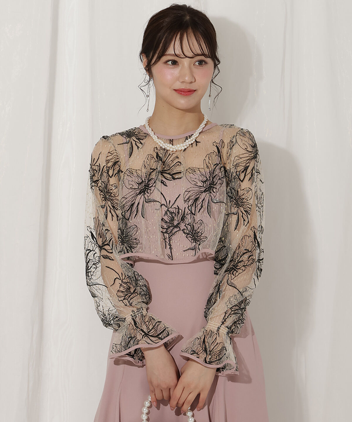 WILLSELECTION「バッククロスレースブラウス&times;レースアップワンピース」|ドレス|