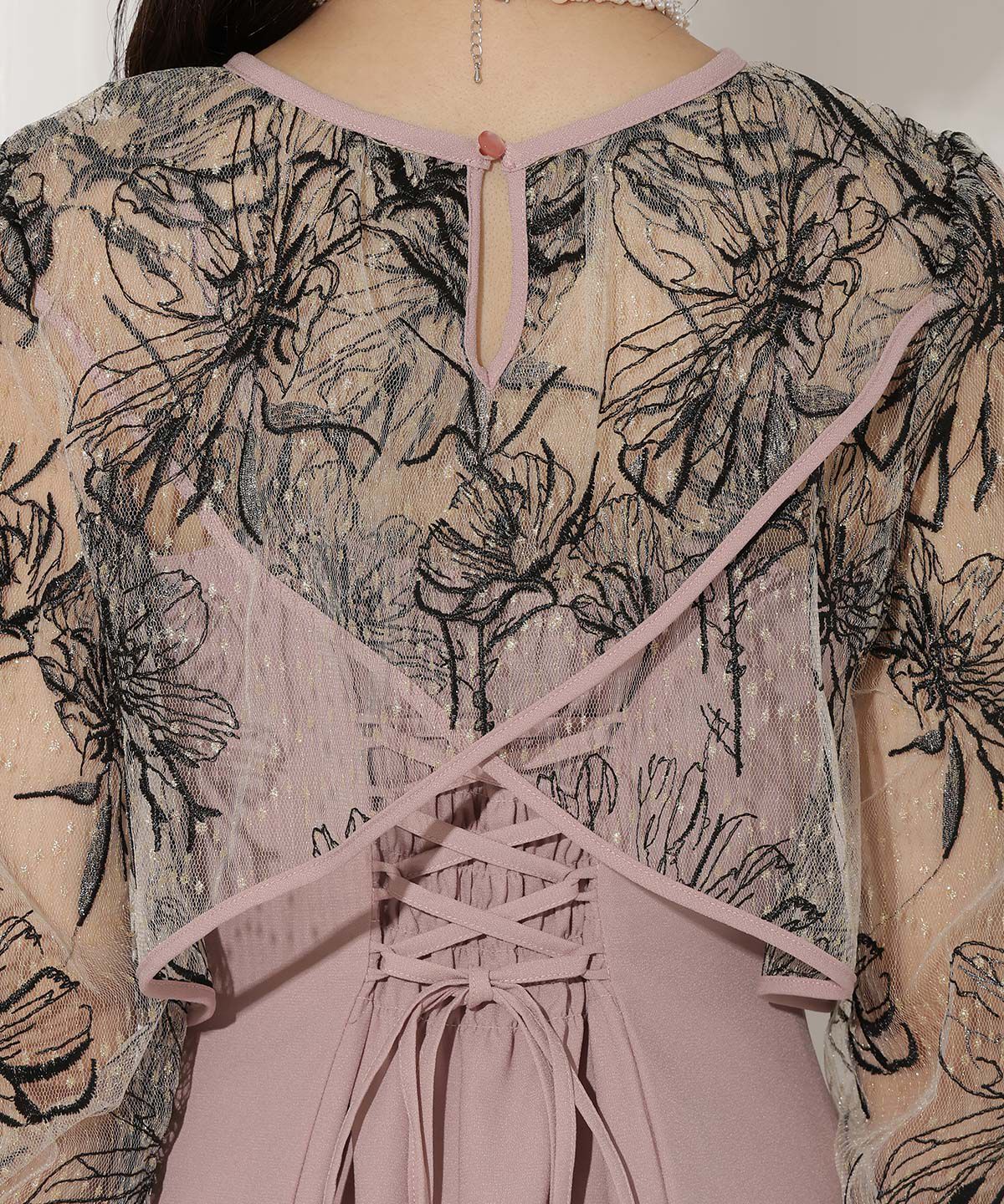 WILLSELECTION「バッククロスレースブラウス&times;レースアップワンピース」|ドレス|