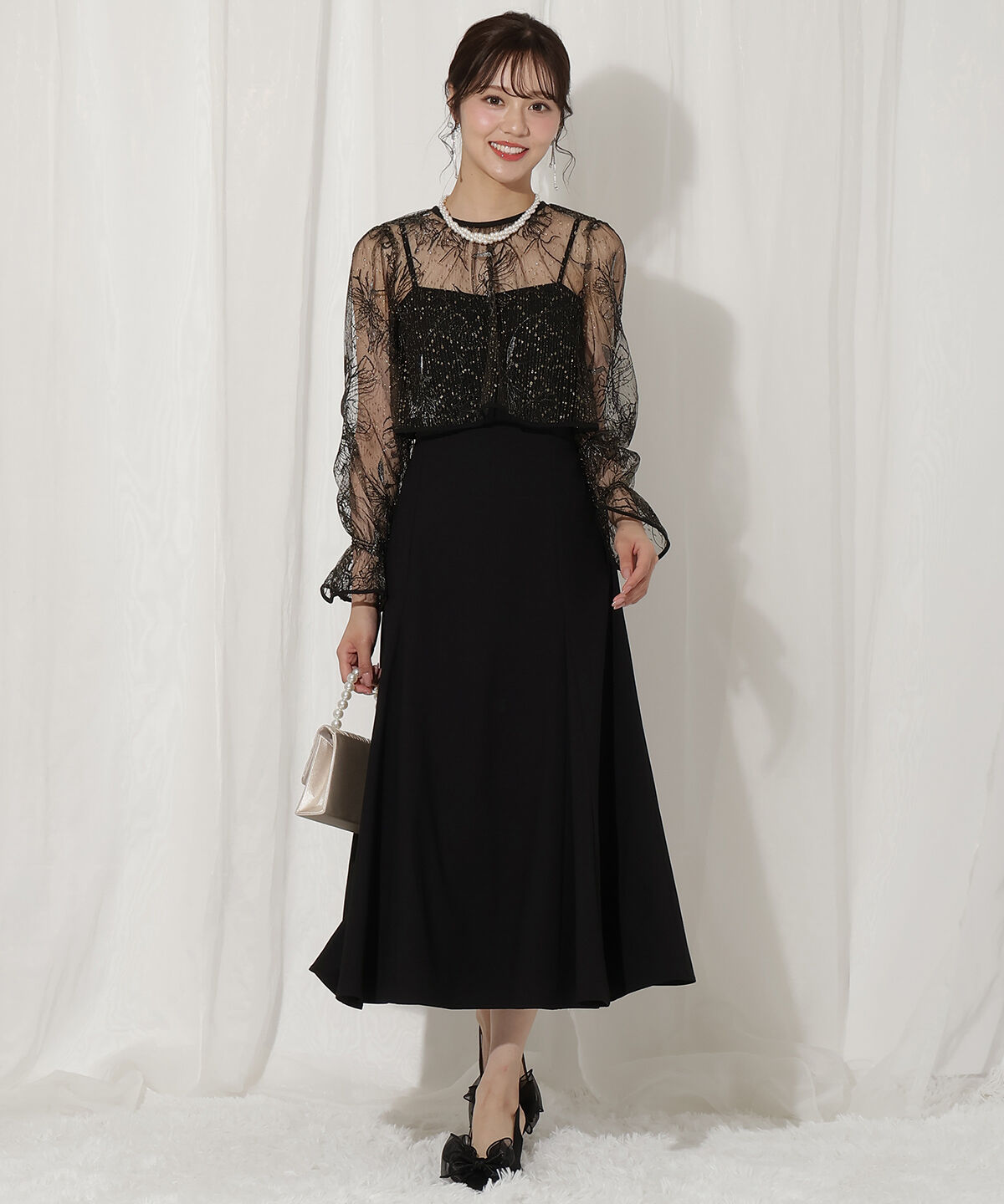 WILLSELECTION「バッククロスレースブラウス&times;レースアップワンピース」|ドレス|