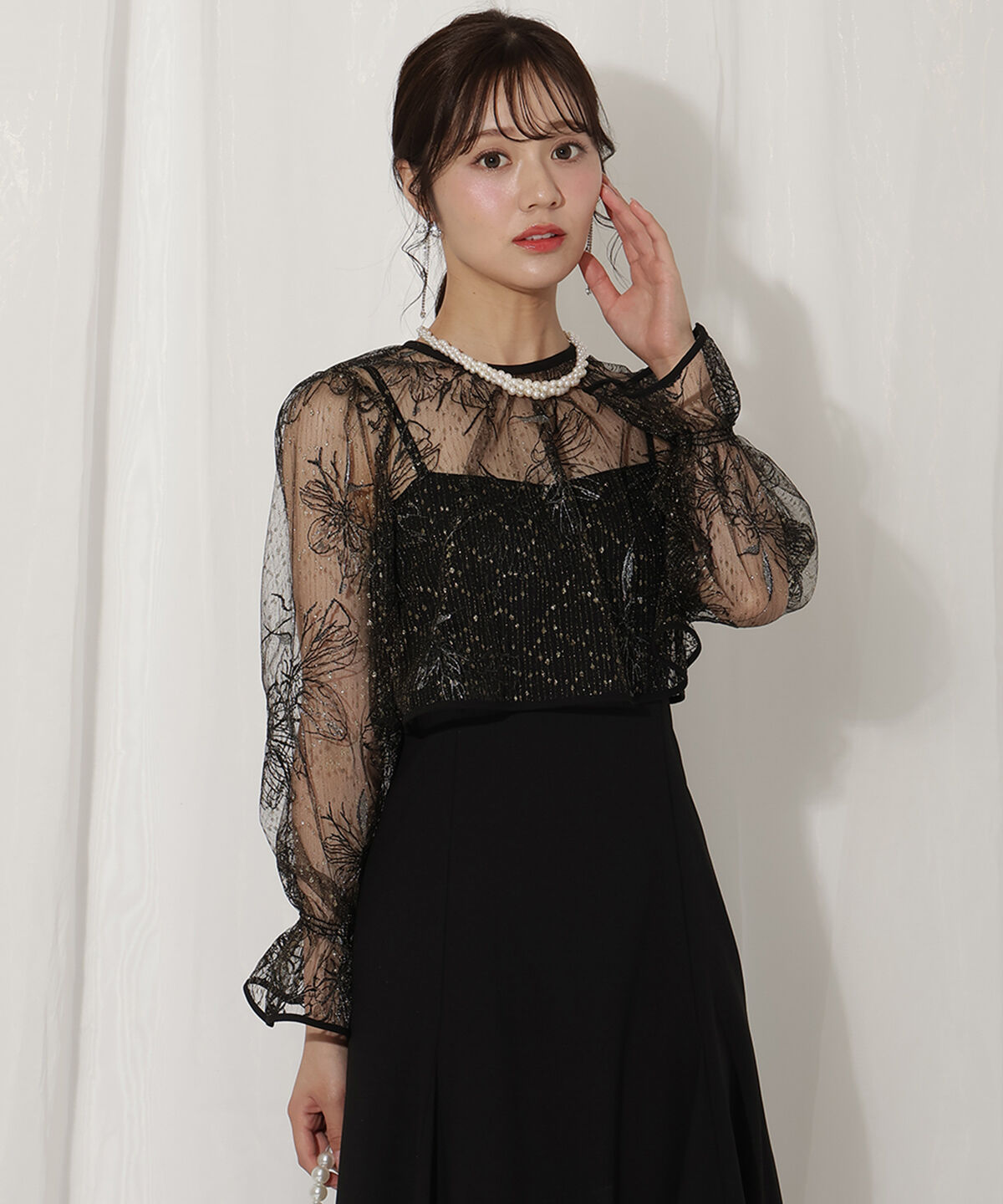 WILLSELECTION「バッククロスレースブラウス&times;レースアップワンピース」|ドレス|