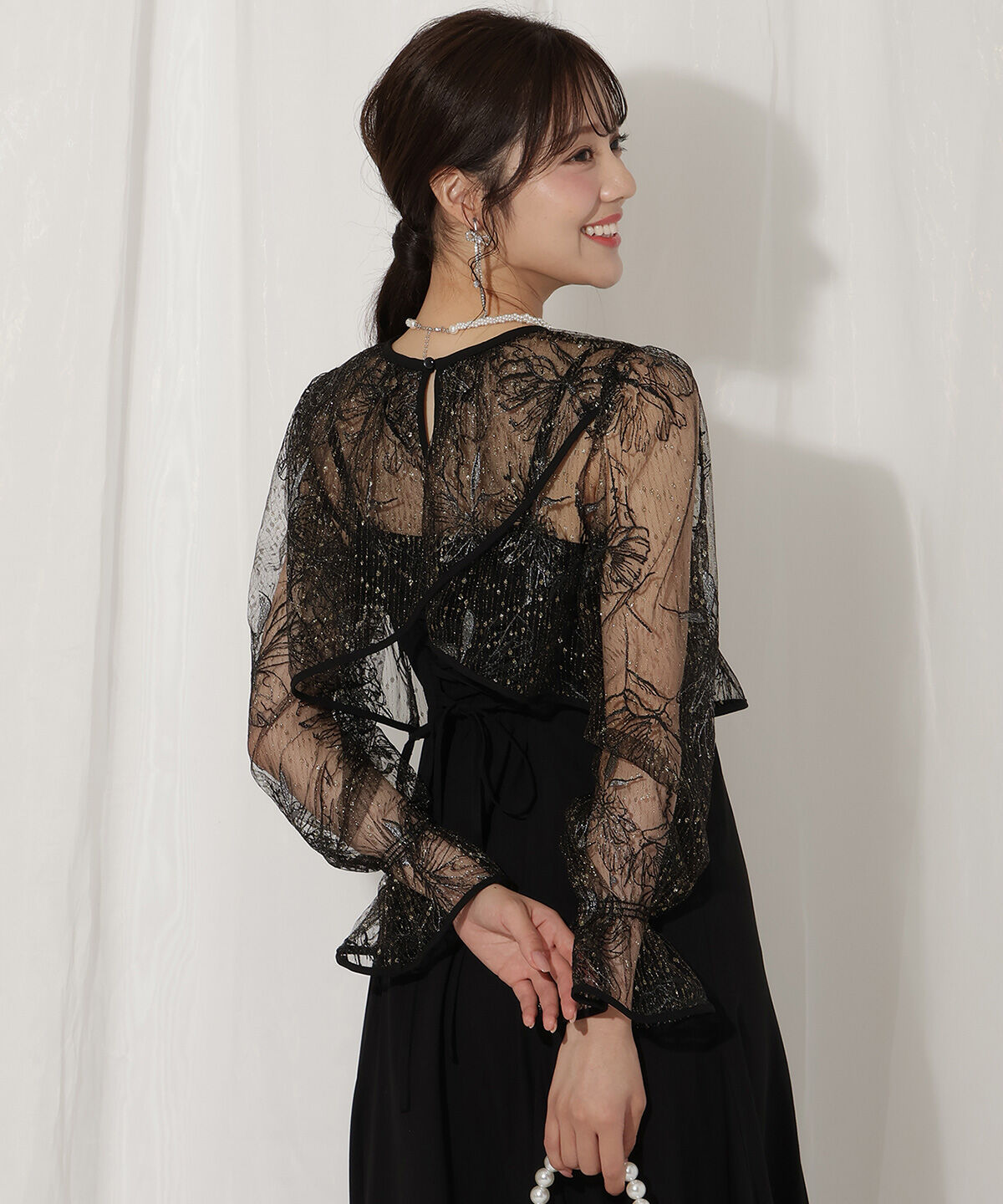 WILLSELECTION「バッククロスレースブラウス&times;レースアップワンピース」|ドレス|