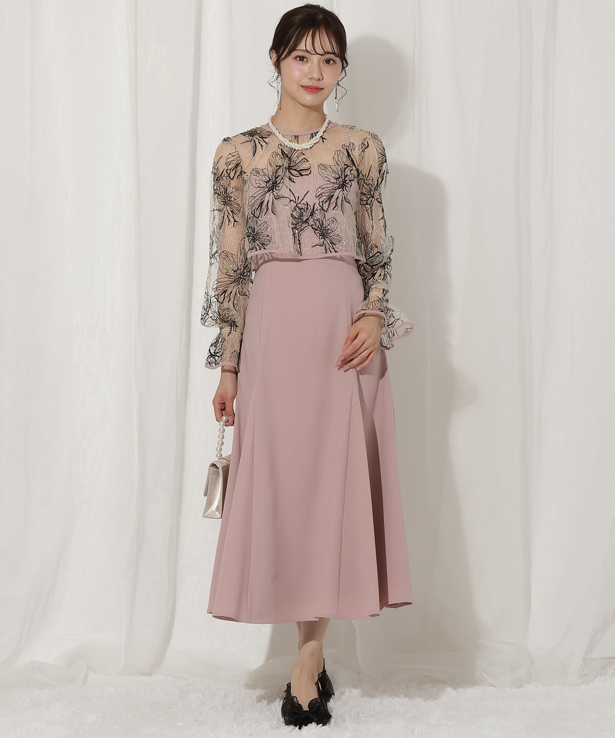 WILLSELECTION「バッククロスレースブラウス&times;レースアップワンピース」|ドレス|