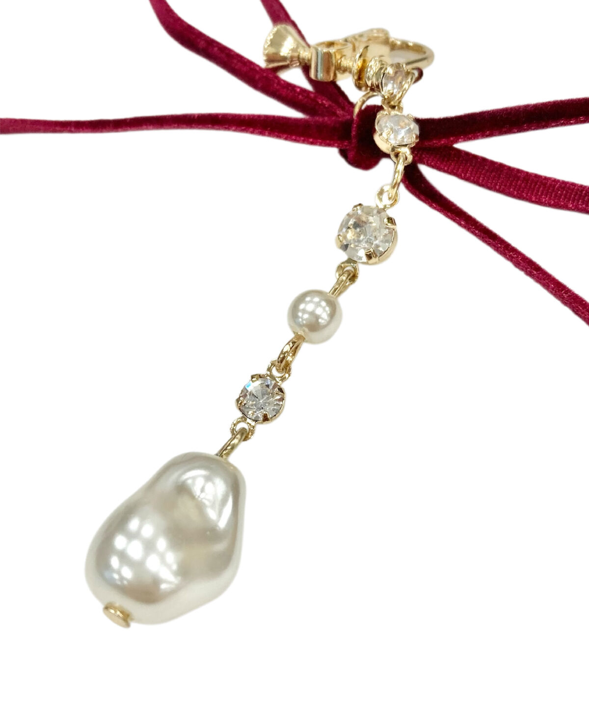 WILLSELECTION「ロングベロアリボンパールイヤリング」|ピアス|