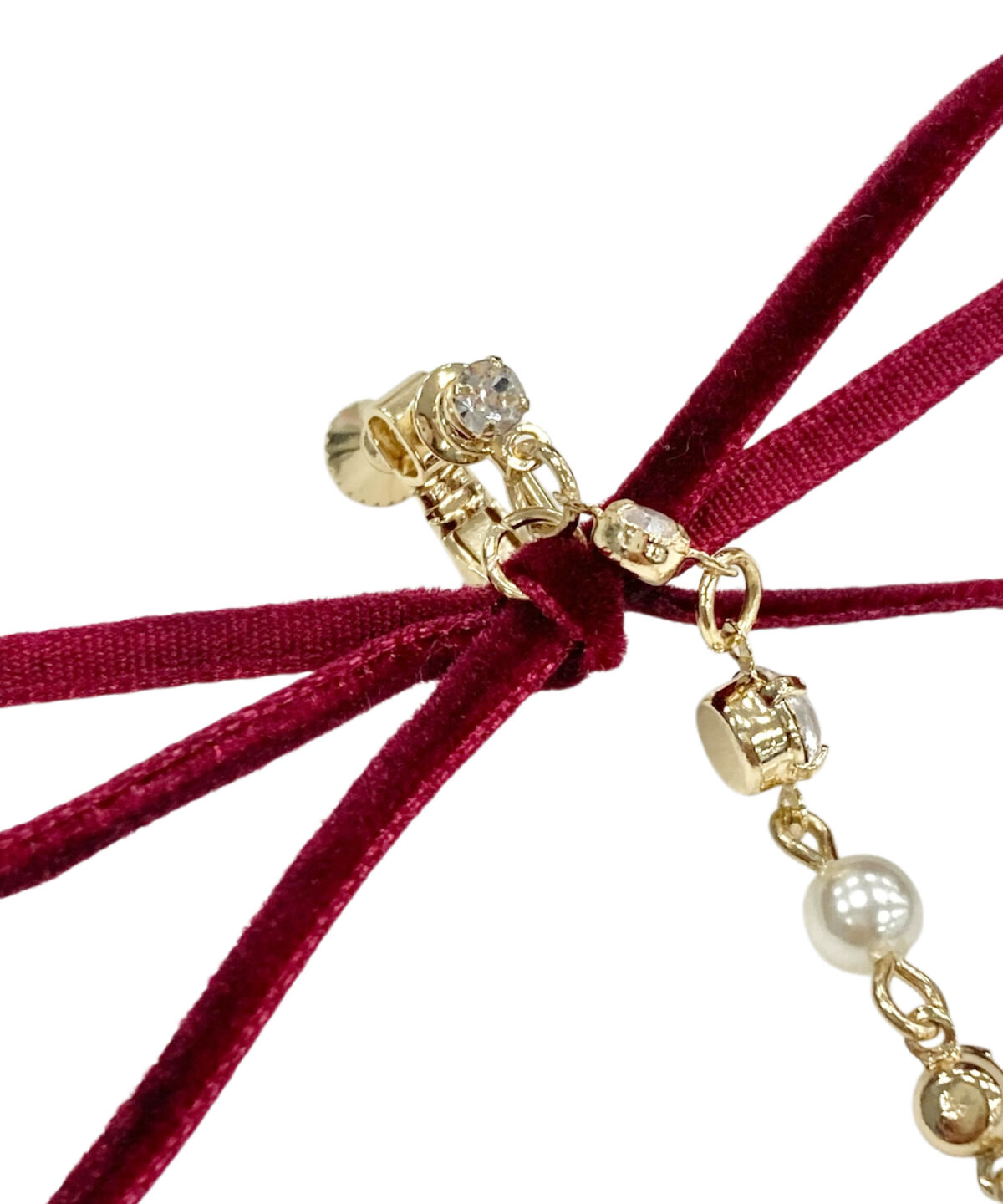 WILLSELECTION「ロングベロアリボンパールイヤリング」|ピアス|