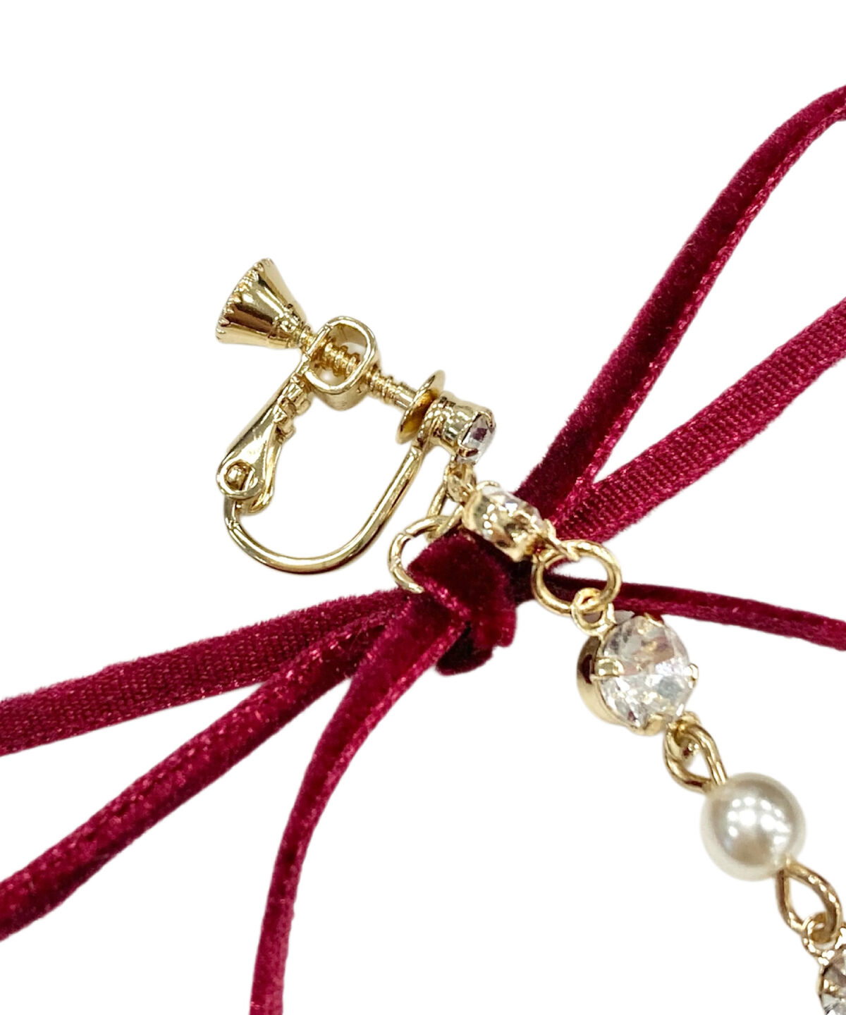 WILLSELECTION「ロングベロアリボンパールイヤリング」|ピアス|