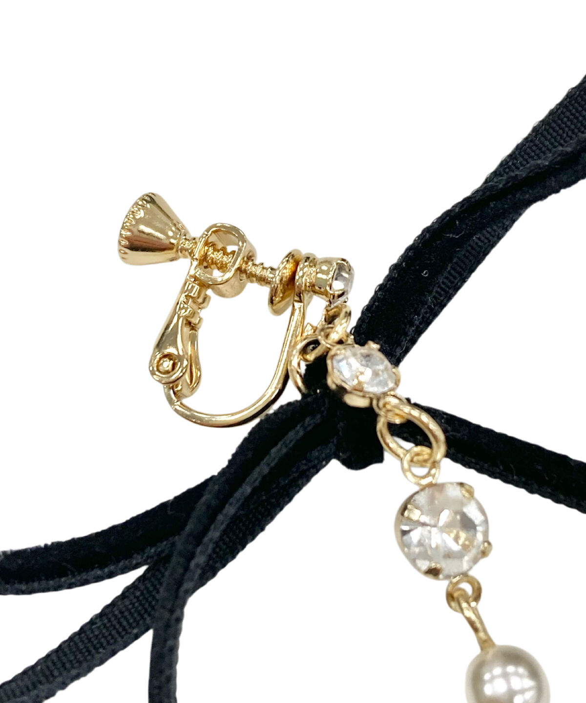 WILLSELECTION「ロングベロアリボンパールイヤリング」|ピアス|