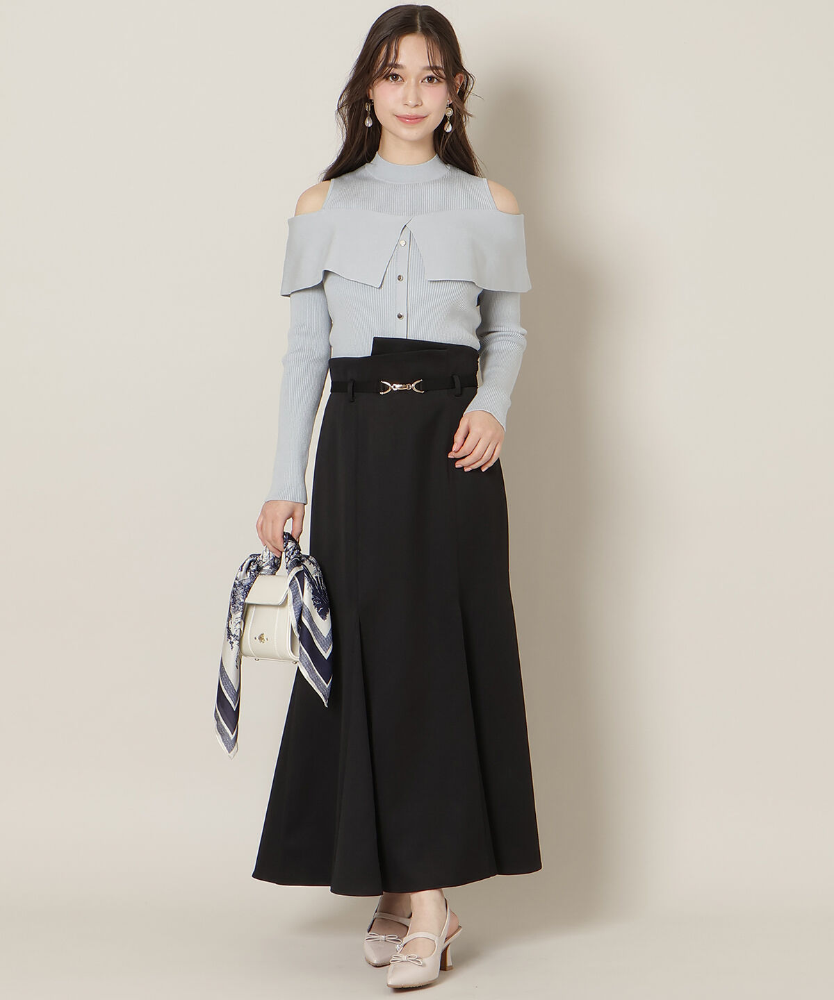 WILLSELECTION「ビットベルト付きマーメイドスカート」|タイト|ブラック