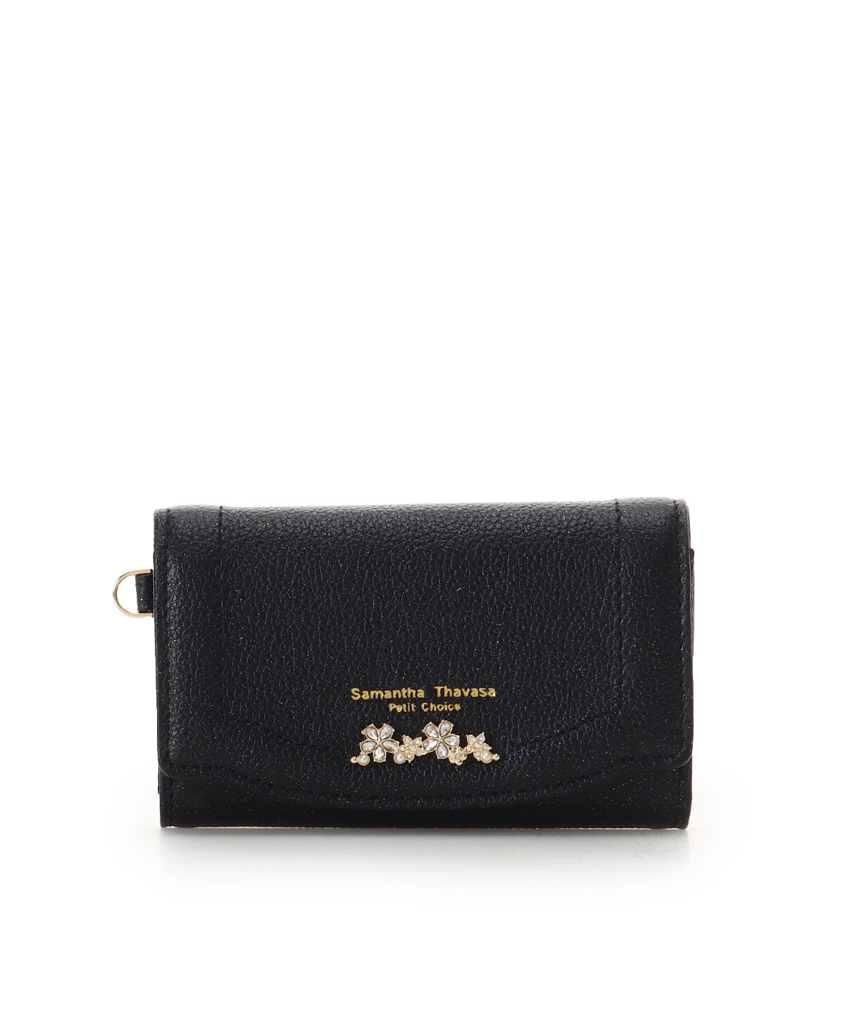Samantha Thavasa Petit Choice「ラメフラワービジュー キーケース」|キーケース|ブラック