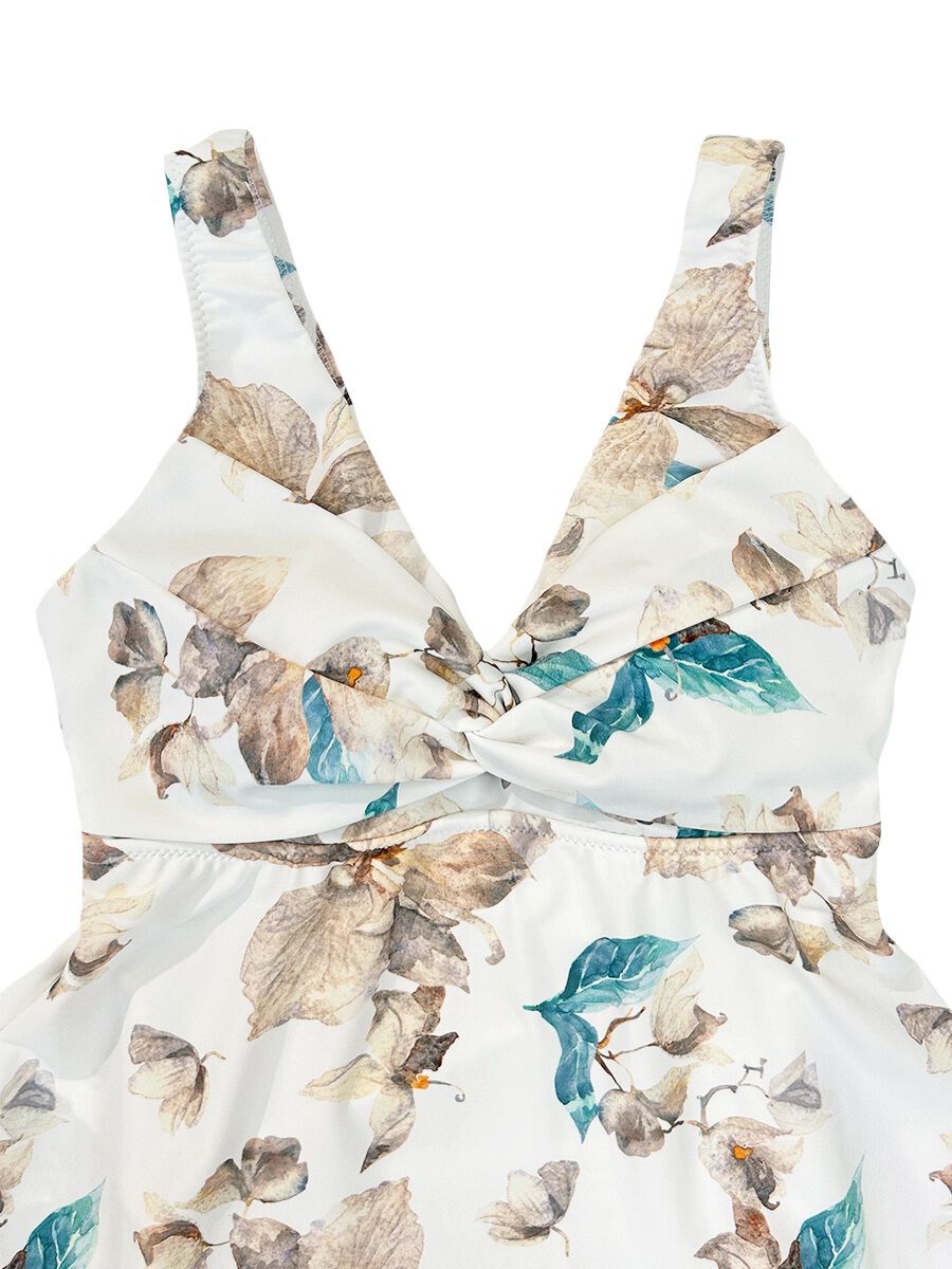 Riberce「【大人水着】ラグジィフラワーAラインワンピース水着」|コンビネゾン|