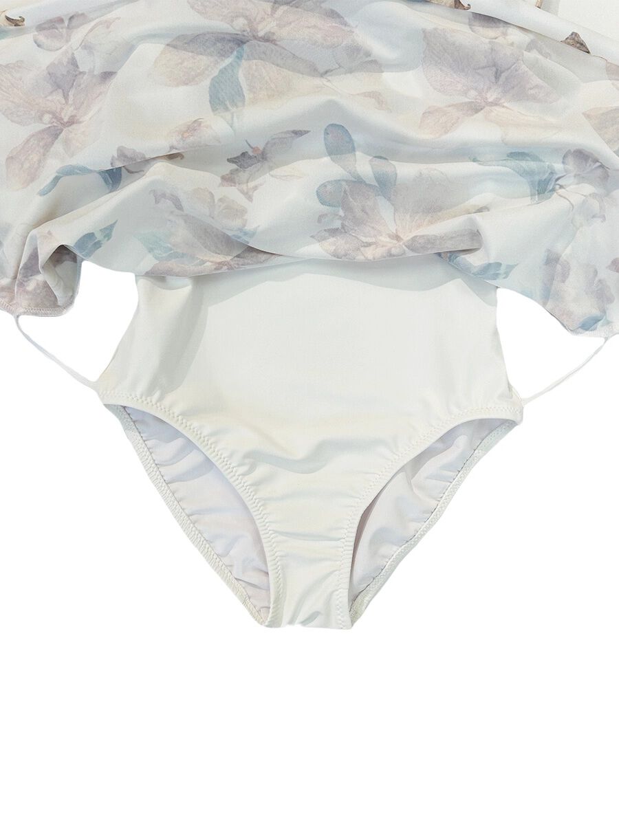 Riberce「【大人水着】ラグジィフラワーAラインワンピース水着」|コンビネゾン|