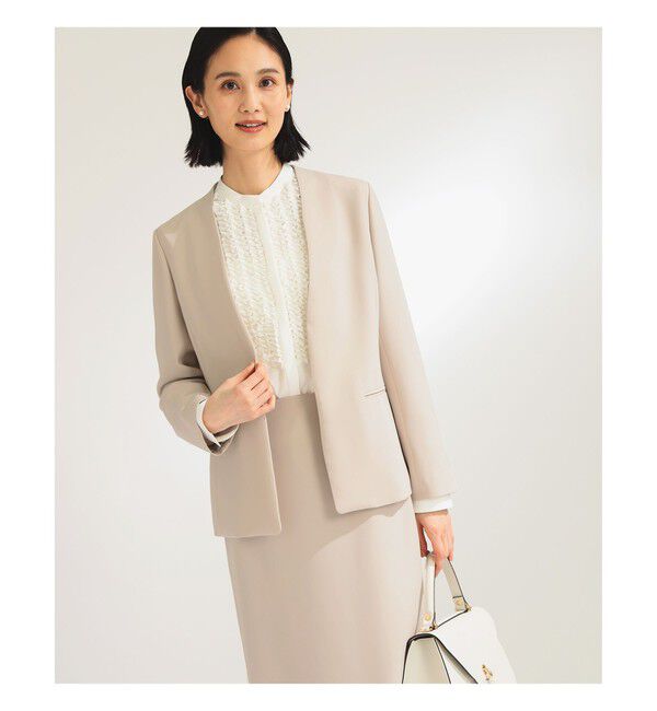 Demi-Luxe BEAMS 「トリアセ カラーレスジャケット＊」|ノーカラージャケット|