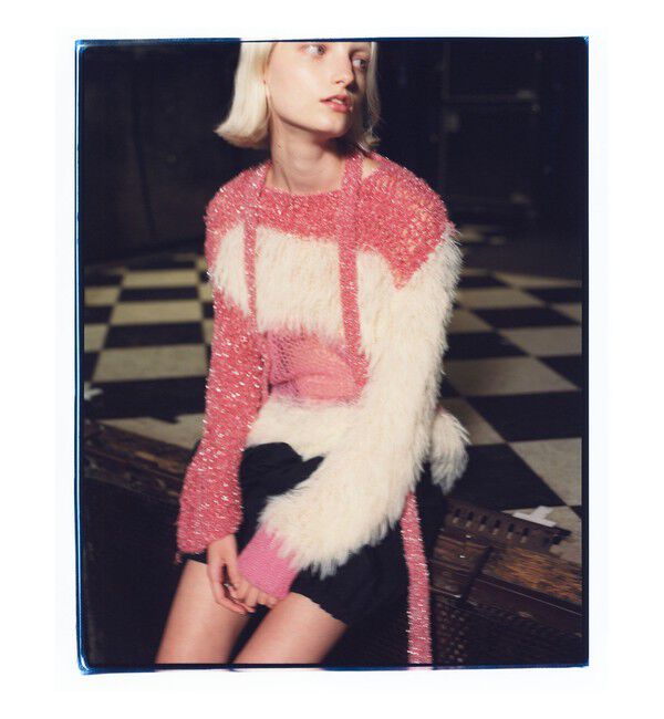 BEAMSBOY「maturely / スリーヤーン ボウタイ ロングスリーブ」|ニット・セーター|PINK