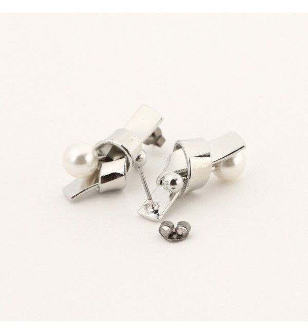 Ray BEAMS 「Chalulu / リボン パール ピアス」|ピアス|