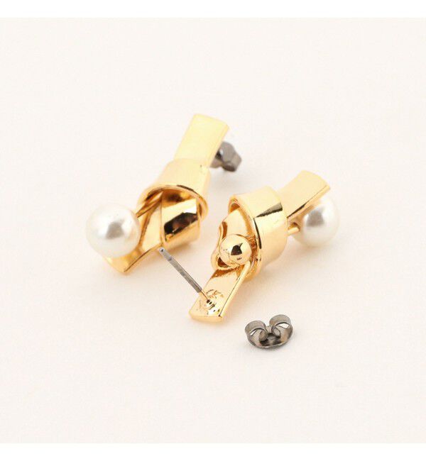 Ray BEAMS 「Chalulu / リボン パール ピアス」|ピアス|