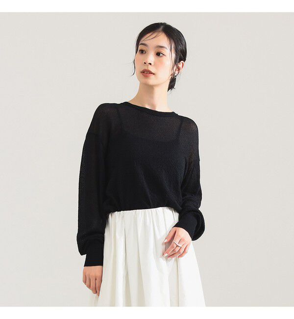 Demi-Luxe BEAMS 「コットン ナイロン デニット プルオーバー」|ニット・セーター|BLACK