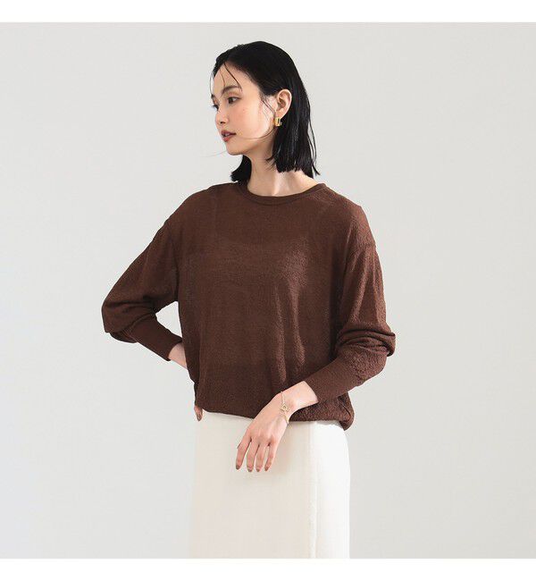 Demi-Luxe BEAMS 「コットン ナイロン デニット プルオーバー」|ニット・セーター|BROWN