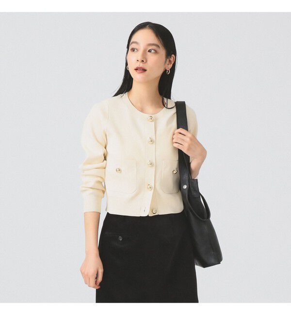 Ray BEAMS 「メタル ボタン クルーネック カーディガン」|カーディガン|