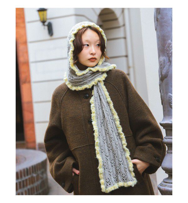 Ray BEAMS 「フリル フード マフラー」|マフラー|