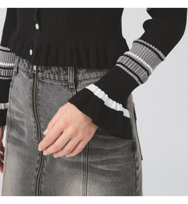 Ray BEAMS 「リブ マルチボーダー カーディガン」|カーディガン|