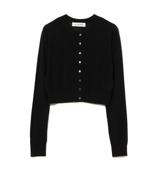 Ray BEAMS 「14ゲージ ショート丈 クルーネック カーディガン」|カーディガン|