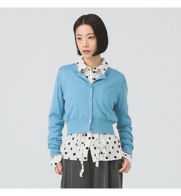 Ray BEAMS 「14ゲージ ショート丈 クルーネック カーディガン」|カーディガン|