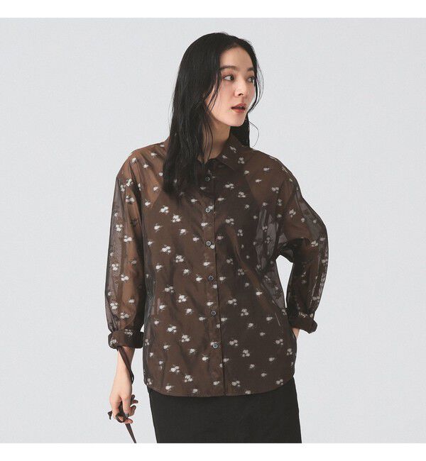 Ray BEAMS 「シアー フラワー ジャカード シャツ」|シャツ・ブラウス|BROWN