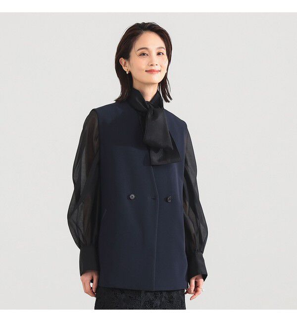 Demi-Luxe BEAMS 「	ラペルレス 2ボタン ジレ」|ダウン|