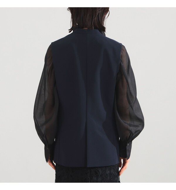 Demi-Luxe BEAMS 「	ラペルレス 2ボタン ジレ」|ダウン|