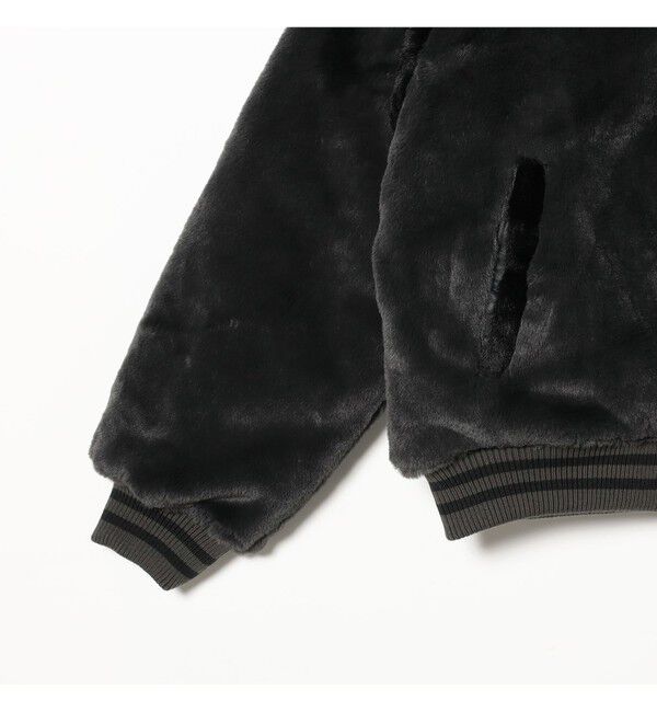 BEAMS「ワイドフィット フェイクファー バーシティ ジャケット」|ブルゾン・スタジャン|