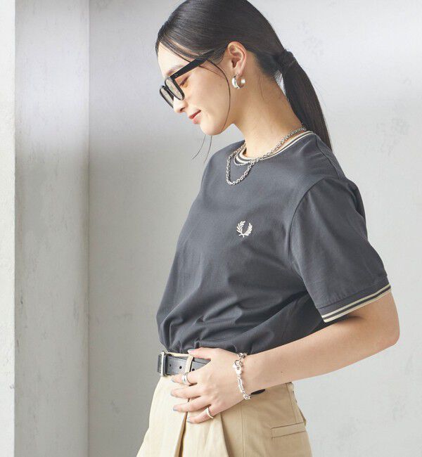 SHIPS for women「《一部追加予約》FRED PERRY:M1588 TWIN TIPPED TEE」|Tシャツ・カットソー|ダークグレー